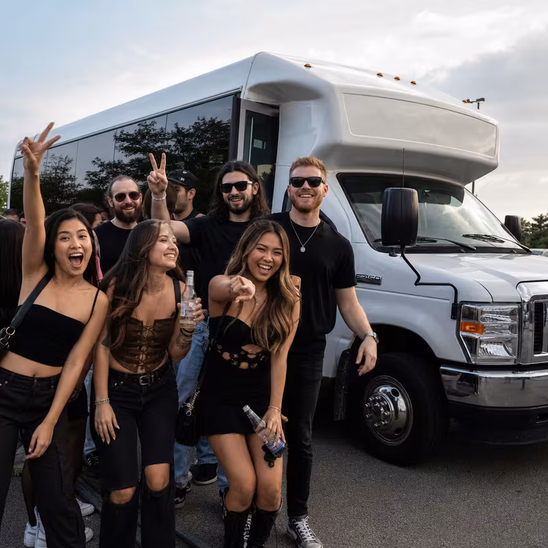Black Mercedes Sprinter van staged for an Los Angeles Concert Transportation group