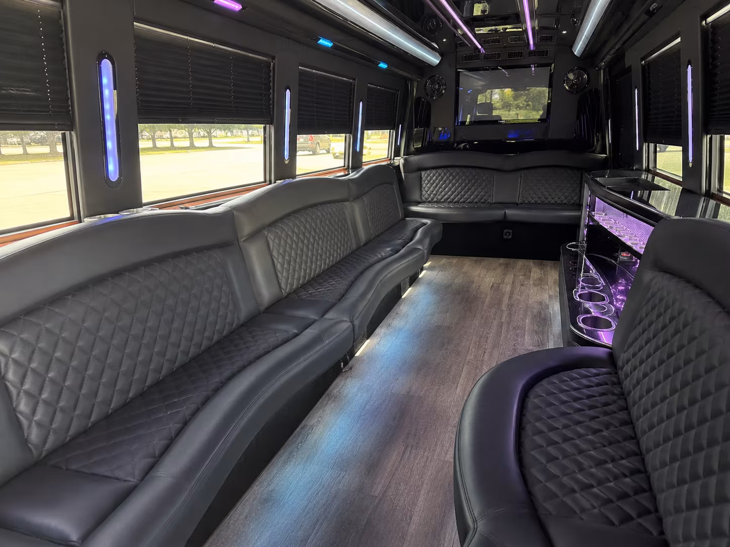 Los Angeles Birthday, Sweet 16, & Quinceañera Transportation party bus exterior