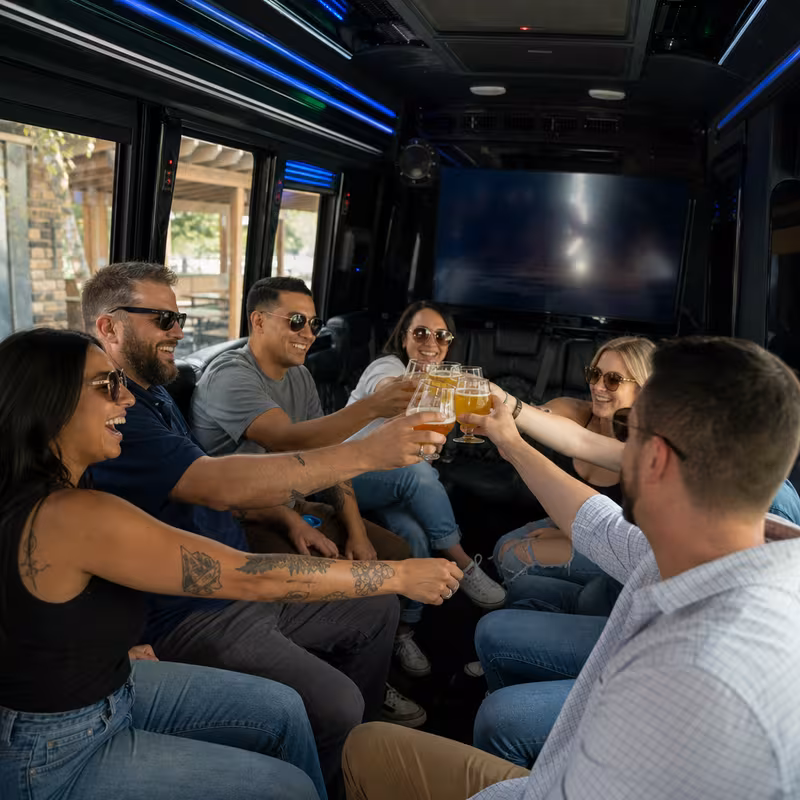 Black Mercedes Sprinter van staged for an Los Angeles Winery & Brewery Tour Transportation group